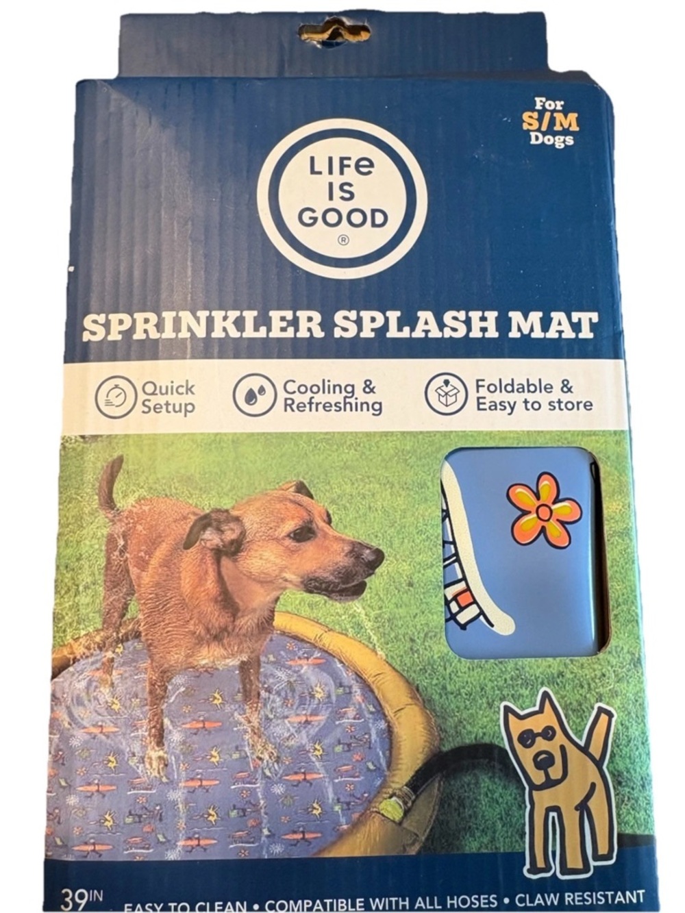 Life Is Good Navy and Yellow Splash Mat Box